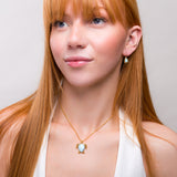 Sea Turtle Necklace in Silver with 24ct Gold and Larimar