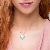 Sea Turtle / Tortoise Necklace in Silver and Larimar