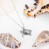 Miniature Sea Turtle Necklace in Silver
