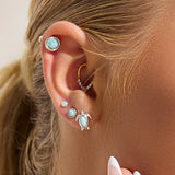 Turtle Stud Earrings in Silver & Larimar