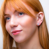 Turtle Stud Earrings in Silver & Aqua Chalcedony