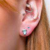 Turtle Stud Earrings in Silver & Aqua Chalcedony