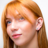 Turtle Stud Earrings in Silver & Blue Topaz