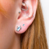 Turtle Stud Earrings in Silver & Blue Topaz