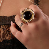 Epic Round Sterling Silver with 24ct Gold & Cherry Amber