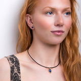 Vintage Inspired Oval Necklace in Silver with 24ct Gold and Lapis Lazuli
