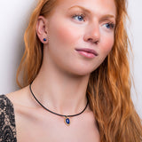 Vintage Inspired Oval Necklace in Silver with 24ct Gold and Lapis Lazuli