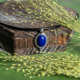 Vintage Inspired Oval Necklace in Silver and Lapis Lazuli