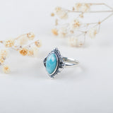 Vintage Inspired Ring in Silver and Larimar