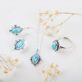 Vintage Inspired Ring in Silver and Larimar