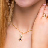 Music Violin Necklace in Silver with 24ct Gold and Black Onyx