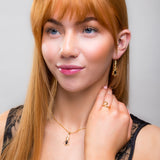 Music Violin Hook Earrings in Silver with 24ct Gold and Black Onyx