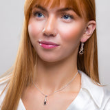 Music Violin Hook Earrings in Silver and Black Onyx