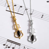 Music Violin Necklace in Silver with 24ct Gold and Black Onyx