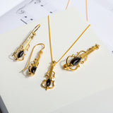 Musical Violin Brooch Silver with 24ct Gold and Black Onyx