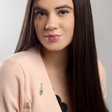 Musical Violin Brooch Silver and Turquoise