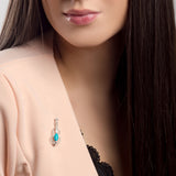 Musical Violin Brooch Silver and Turquoise