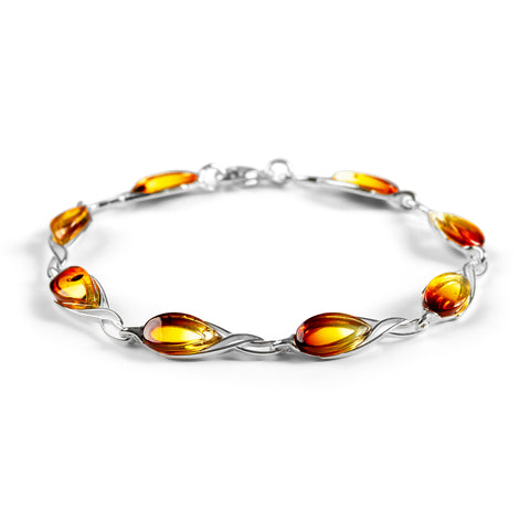 Burning Effect Shorter Style Bracelet in Silver and Sunset Amber
