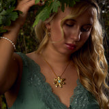 Wildfire Ethiopian Opal Flower Necklace in Solid 925 Sterling Silver & Gold