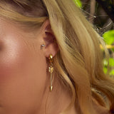 Arrow Hoop Drop Earrings in 24ct Gold