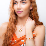 Weaved Bangle in Silver and Cognac Amber