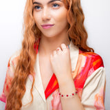 Weaved Bangle in Silver and Coral