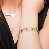 Weaved Bangle in Silver and Dalmatian Jasper