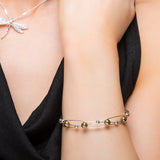 Weaved Bangle in Silver and Gold Hematite