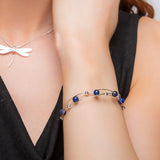 Weaved Bangle in Silver and Lapis Lazuli