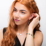 Weaved Bangle in Silver and Malachite