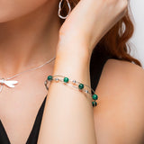 Weaved Bangle in Silver and Malachite