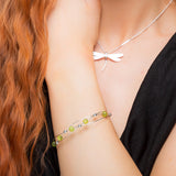 Weaved Bangle in Silver and Peridot