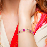 Weaved Bangle in Silver and Ruby Quartz