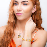 Weaved Bangle in Silver and Yellow Amber