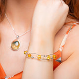 Weaved Bangle in Silver and Yellow Amber