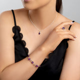 Weaved Bangle in Silver and Amethyst