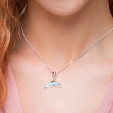 Whale / Dolphin Tail Necklace in Silver & Larimar