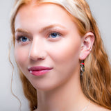 Green Woodpecker Bird Hook Earrings in Silver, Amber and Coral