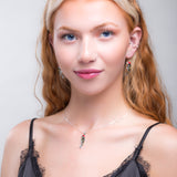 Miniature Green Woodpecker Bird Necklace in Silver, Coral and Amber