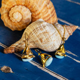 Sailboat / Boat / Yacht Necklace in Silver with 24ct Gold & Larimar