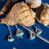 Large Sailboat / Boat / Yacht Necklace in Silver & Larimar