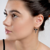 Zebra Hook Earrings in Silver and Cherry Amber