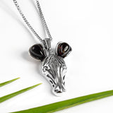 Zebra Necklace in Silver and Cherry Amber