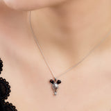 Zebra Necklace in Silver and Cherry Amber