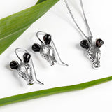 Zebra Necklace in Silver and Cherry Amber