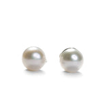 Minimal Small Round Stud Earrings in Silver and White Pearl (5mm)