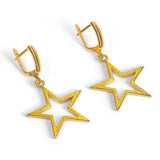 Textured Sparkling Star Drop Earrings in Silver