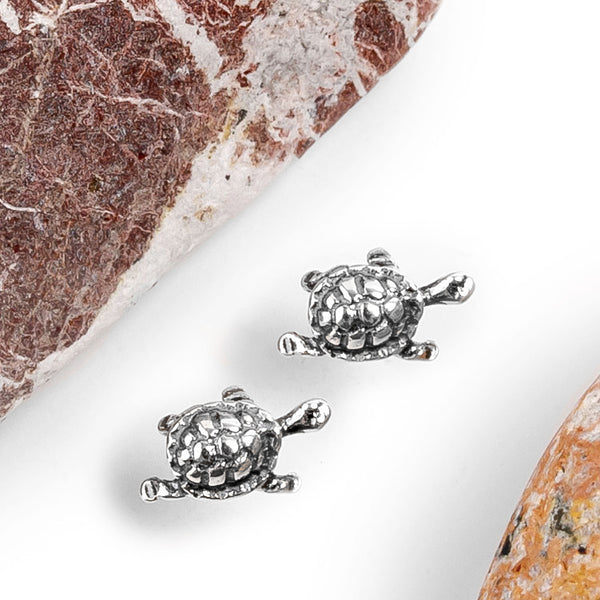 Silver tortoise earrings Clearance