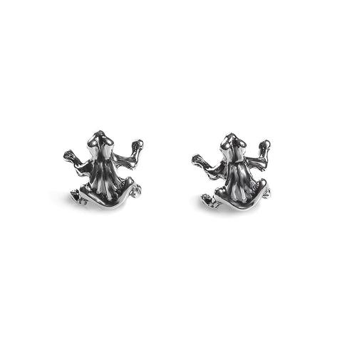 Frog Stud Earrings in Silver