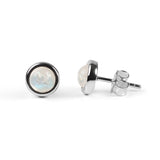 Small Round Stud Earrings in Silver and Moonstone